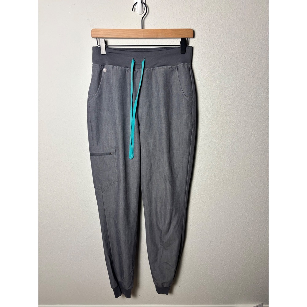 Figs HW Zamora Jogger Scrub Pants Gray Teal Drawstring Tall Small W22SW2012T